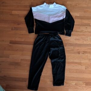 Stylish Black and White Women's Jogger Set